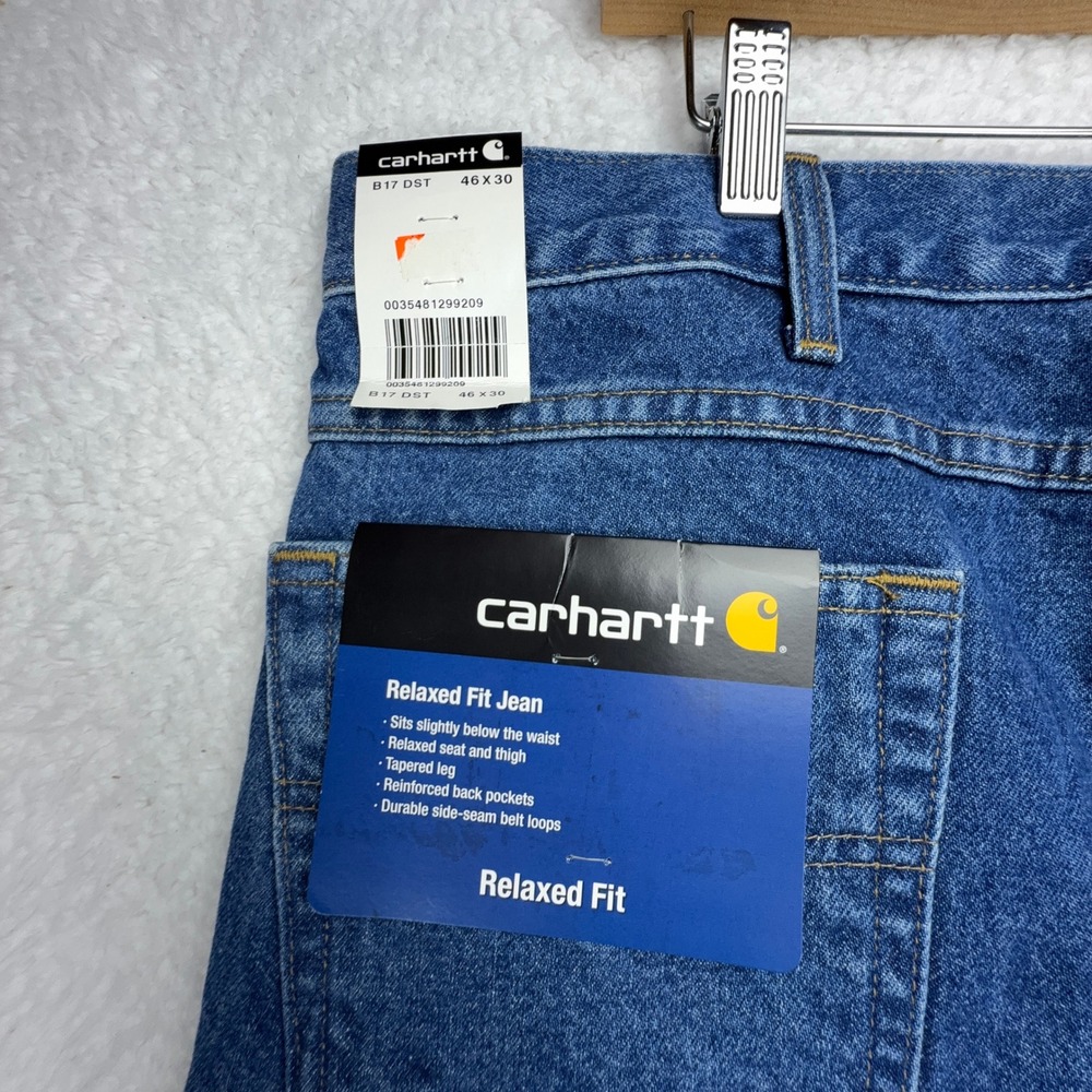 Carhartt Relaxed Fit Tapered Leg Jeans Blue Mens 46x30 B17 DST Darkstone NWT NOS